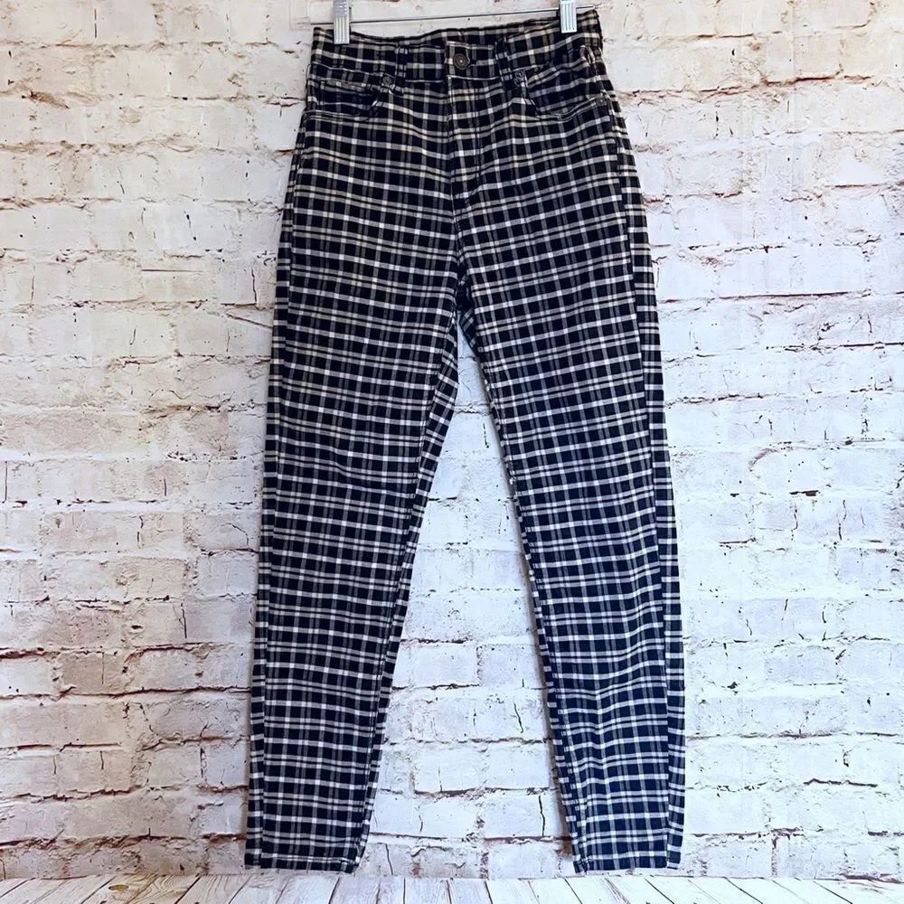 American Eagle plaid mom jeans